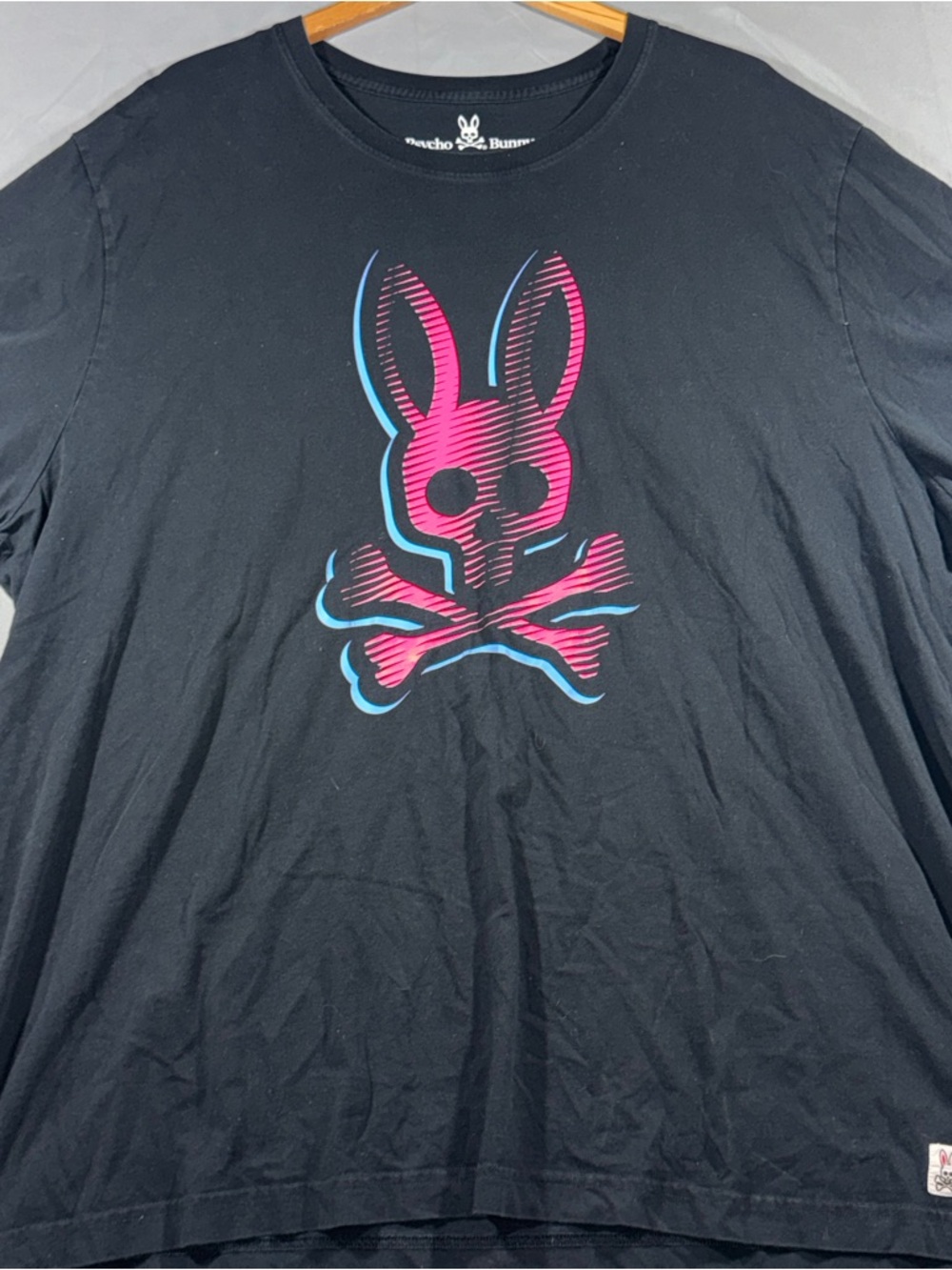 Psycho Bunny Shirt Mens 4XL Black Skull Bunny Graphic Cotton Short Sleeve Tee